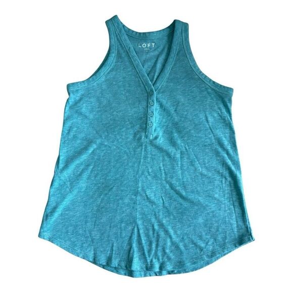 Two Loft Sleeveless Tank Tops Size Small Green and Pink with front buttons - Picture 3 of 9